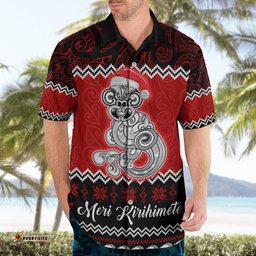 Personalised New Zealand Christmas Hawaiian Shirt Maori Tiki Meri Kirihimete