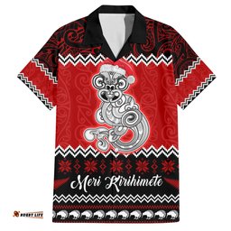 Personalised New Zealand Christmas Hawaiian Shirt Maori Tiki Meri Kirihimete