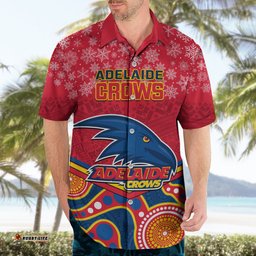 Custom Adelaide Crows Football Christmas Hawaiian Shirt Merry Xmas Mix Aboriginal Art