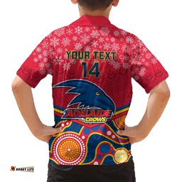 Custom Adelaide Crows Football Christmas Hawaiian Shirt Merry Xmas Mix Aboriginal Art