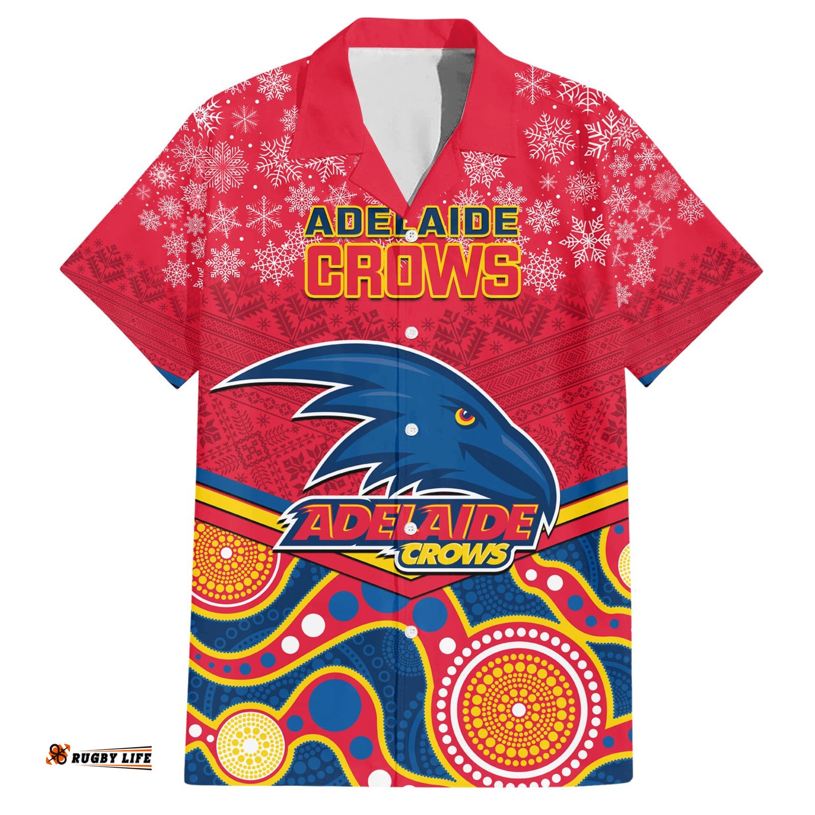 Custom Adelaide Crows Football Christmas Hawaiian Shirt Merry Xmas Mix Aboriginal Art