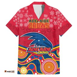 Custom Adelaide Crows Football Christmas Hawaiian Shirt Merry Xmas Mix Aboriginal Art
