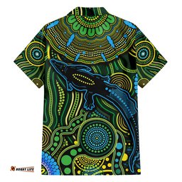 Aboriginal Green Crocodine Abstract Art Pattern Hawaiian Shirt