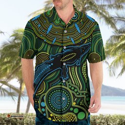 Aboriginal Green Crocodine Abstract Art Pattern Hawaiian Shirt