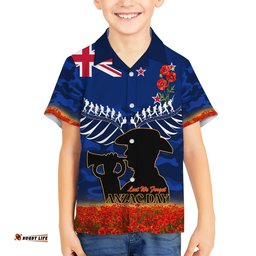 New Zealand ANZAC Day Hawaiian Shirt 25 April Last Post Camouflage With Poppies