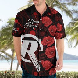 Renegades Cricket Never Forget Custom Hawaiian Shirt ANZAC Day with Poppy Aboriginal