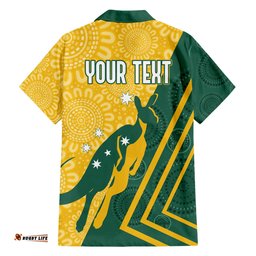 Personalised Australia Socceroos Indigenous Hawaiian Shirt Green & Gold