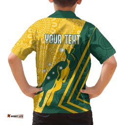 Personalised Australia Socceroos Indigenous Hawaiian Shirt Green & Gold
