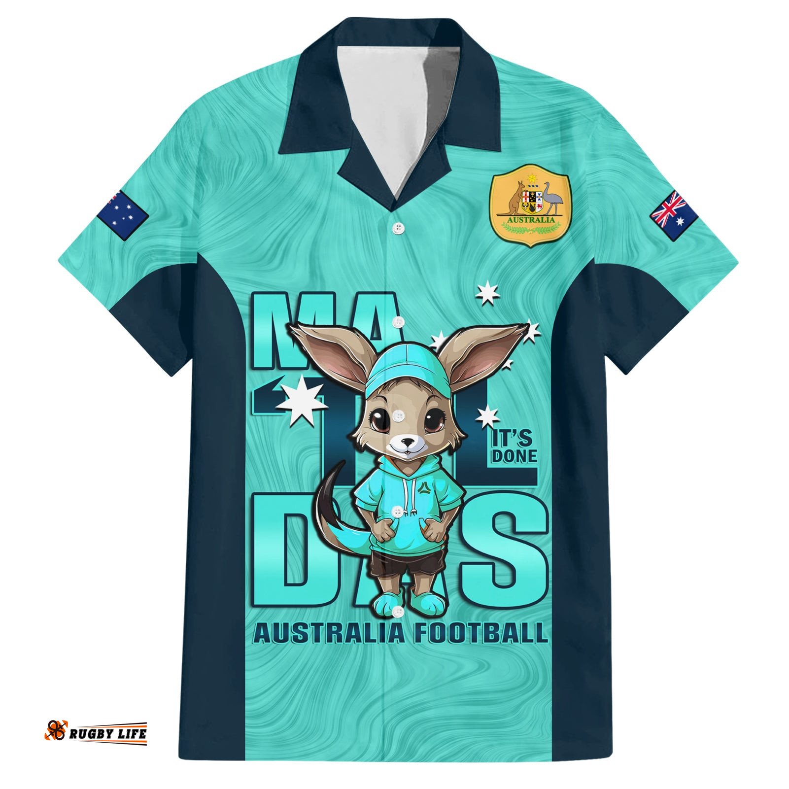 Custom Matildas Hawaiian Shirt Australian Cute Mascot Unique Turquosie Version