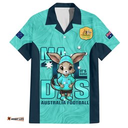 Custom Matildas Hawaiian Shirt Australian Cute Mascot Unique Turquosie Version