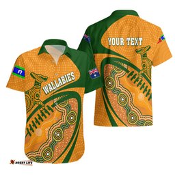 Personalised Aussie Wallabies Hawaiian Shirt Rugby World Cup Indigenous