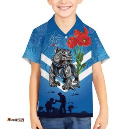 Custom Bulldogs Rugby ANZAC Hawaiian Shirt The Military Soldiers with Aboriginal Style