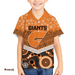Custom Giants Football Christmas Hawaiian Shirt Merry Xmas Mix Aboriginal Art