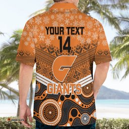 Custom Giants Football Christmas Hawaiian Shirt Merry Xmas Mix Aboriginal Art