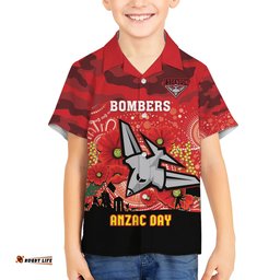 Custom Essendon Football ANZAC Hawaiian Shirt Gallipoli Camouflage With Poppies