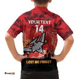 Custom Essendon Football ANZAC Hawaiian Shirt Gallipoli Camouflage With Poppies