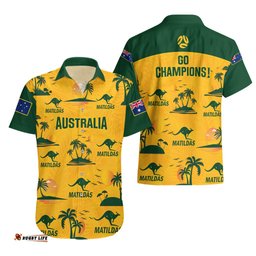 Australia Soccer Hawaiian Shirt Matildas World Cup Tropical Style