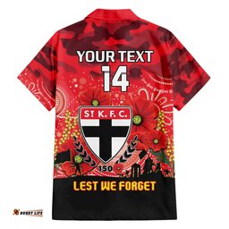 Custom St Kilda Football ANZAC Hawaiian Shirt Gallipoli Camouflage With Poppies