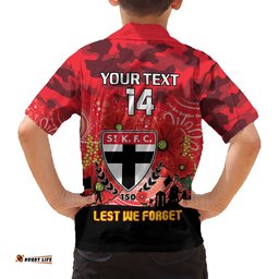 Custom St Kilda Football ANZAC Hawaiian Shirt Gallipoli Camouflage With Poppies