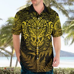 New Zealand Rugby Hawaiian Shirt Silver Fern All Black Mix Ta Moko Gold Style