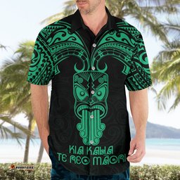 Personalised New Zealand Te Reo Maori Hawaiian Shirt Kia Kaha Maori Language Week Green Style