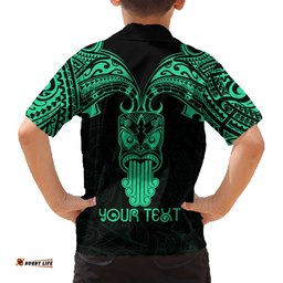 Personalised New Zealand Te Reo Maori Hawaiian Shirt Kia Kaha Maori Language Week Green Style