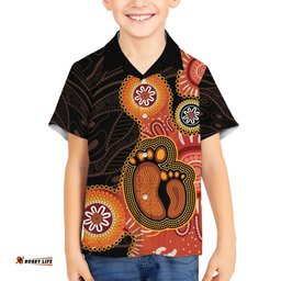 Australia Mothers Day Hawaiian Shirt Mom And Baby Footprint Indigenous