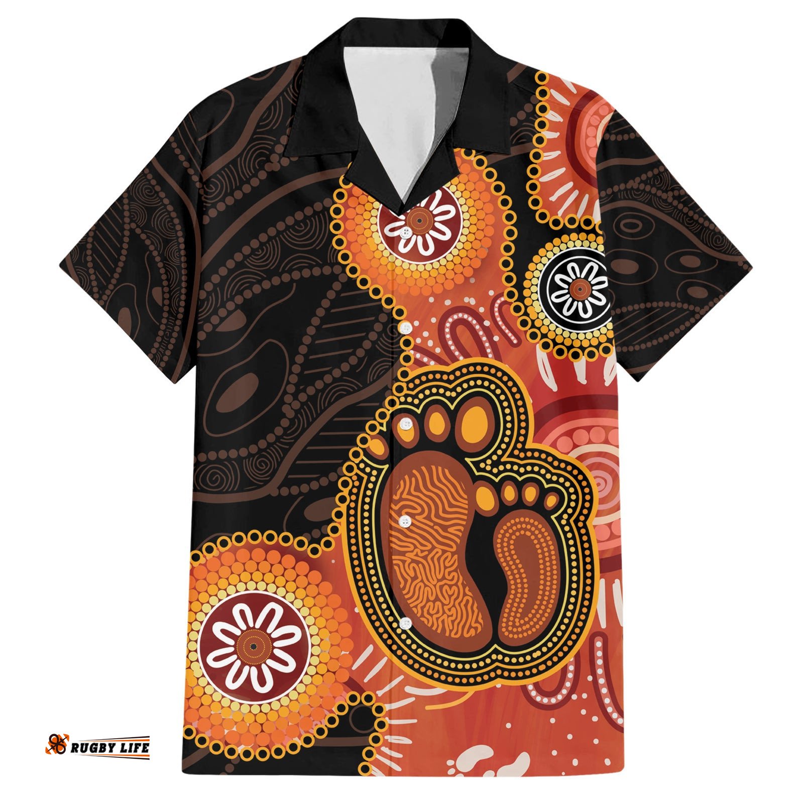 Australia Mothers Day Hawaiian Shirt Mom And Baby Footprint Indigenous
