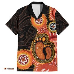 Australia Mothers Day Hawaiian Shirt Mom And Baby Footprint Indigenous