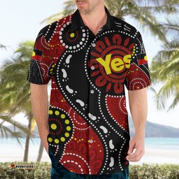 Australia Indigenous Hawaiian Shirt Vote Yes Aboriginal Flag Color