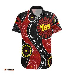 Australia Indigenous Hawaiian Shirt Vote Yes Aboriginal Flag Color