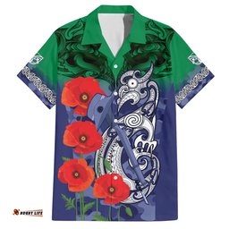 Custom Warriors Rugby ANZAC Hawaiian Shirt Gallipoli Soldier With Aboriginal Art