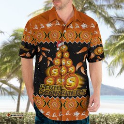 Perth Scorchers Cricket Christmas Hawaiian Shirt Merry Xmas Indigenous Art