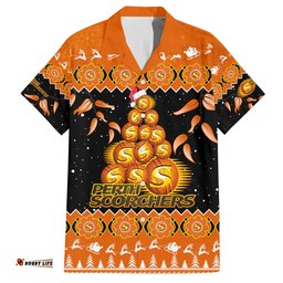 Perth Scorchers Cricket Christmas Hawaiian Shirt Merry Xmas Indigenous Art