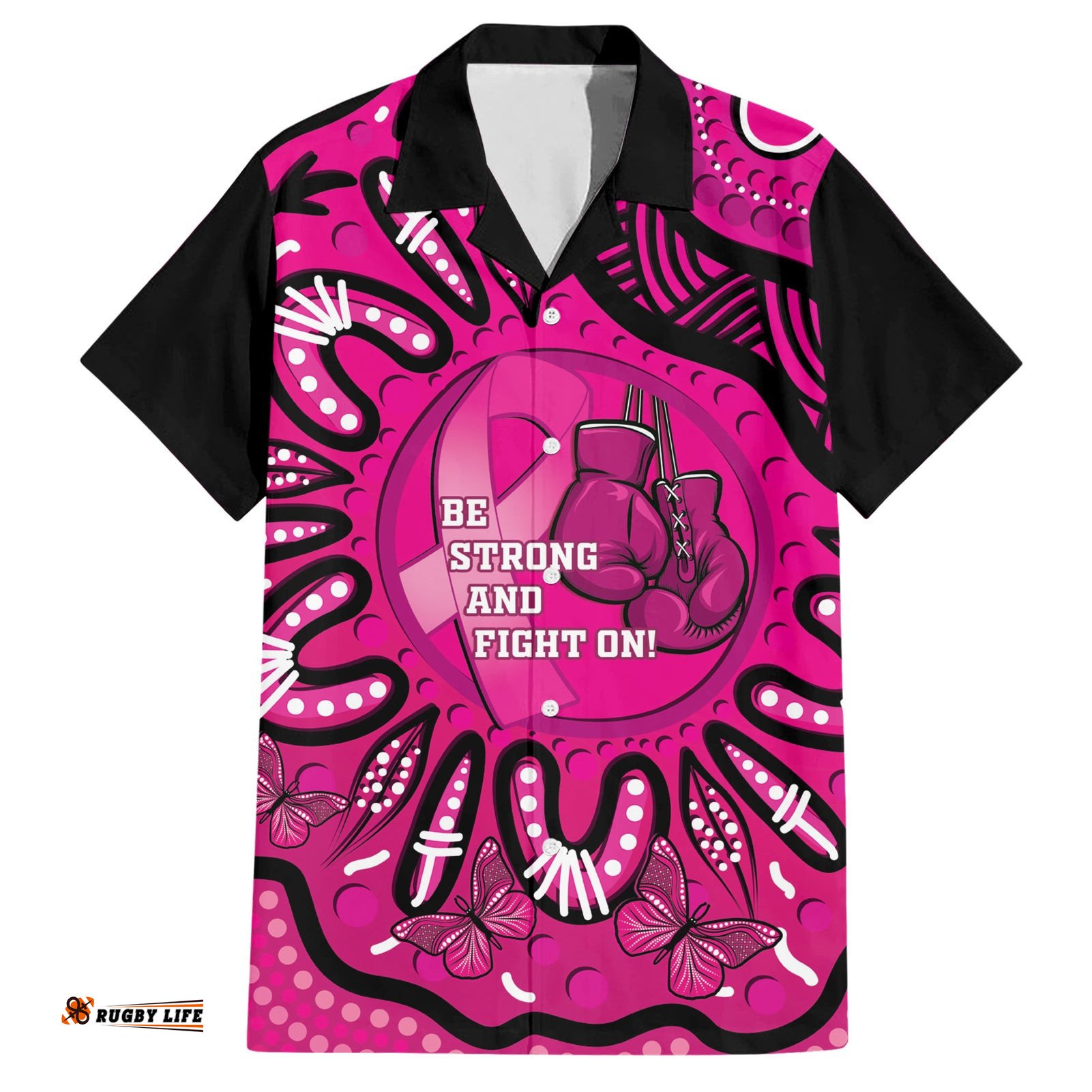 Personalised Australia Breast Cancer Hawaiian Shirt Pink Boxing Ribbon Be Strong And Fight On