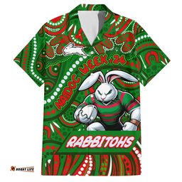 Custom Australia NAIDOC Week 2024 Hawaiian Shirt Rabbitohs Mascot Keep The Fire Burning
