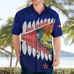New Zealand Waitangi Day Hawaiian Shirt NZ Maori Tui Bird With Kowhai Flowers