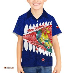 New Zealand Waitangi Day Hawaiian Shirt NZ Maori Tui Bird With Kowhai Flowers