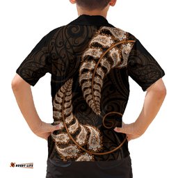 Brown New Zealand Paisley Silver Fern Hawaiian Shirt Aotearoa Maori