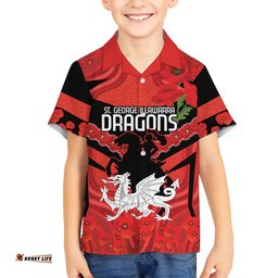Custom Dragons Rugby ANZAC Hawaiian Shirt Gallipoli Soldier With Aboriginal Art
