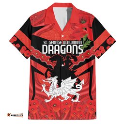 Custom Dragons Rugby ANZAC Hawaiian Shirt Gallipoli Soldier With Aboriginal Art