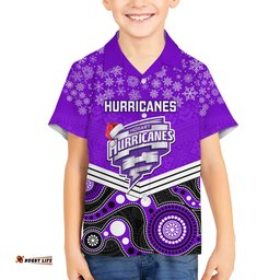 Custom Hobart Hurricanes Cricket Christmas Hawaiian Shirt Merry Xmas Indigenous Art