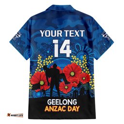 Custom Geelong Football ANZAC Hawaiian Shirt Gallipoli Camouflage With Poppies