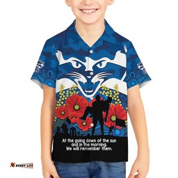 Custom Geelong Football ANZAC Hawaiian Shirt Gallipoli Camouflage With Poppies