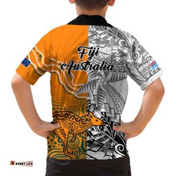 Fiji Australia Rugby Hawaiian Shirt World Cup Polynesia Tapa Mixed Indigenous Aboriginal