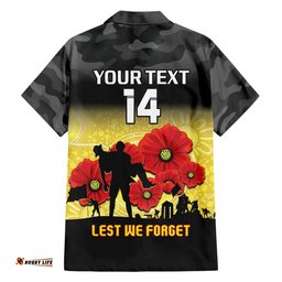Custom Richmond Football ANZAC Hawaiian Shirt Gallipoli Camouflage With Poppies