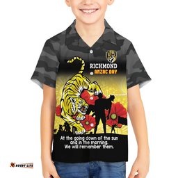 Custom Richmond Football ANZAC Hawaiian Shirt Gallipoli Camouflage With Poppies