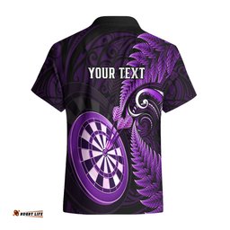 Personalised New Zealand Darts Hawaiian Shirt Happiness Is A Tight Threesome Maori Purple
