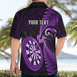Personalised New Zealand Darts Hawaiian Shirt Happiness Is A Tight Threesome Maori Purple