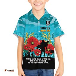 Custom Port Adelaide Football ANZAC Hawaiian Shirt Gallipoli Camouflage With Poppies